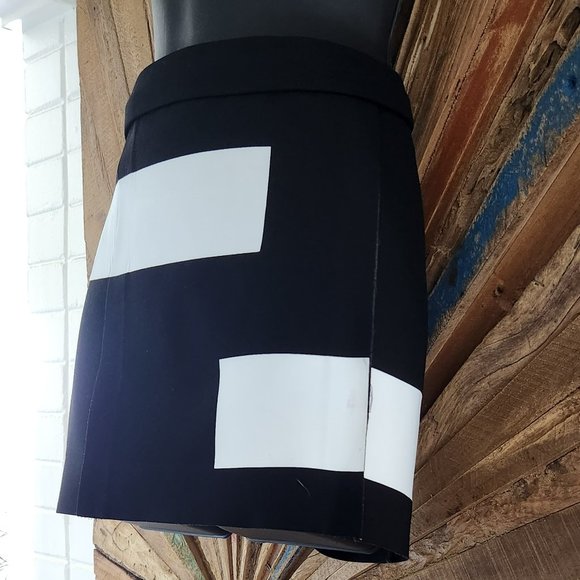 Kenzo open waist detail black/white mini skirt/peplum Sz 38 Made in France - Picture 1 of 9